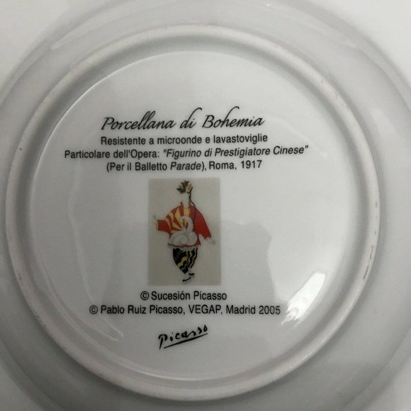 Rare To Find! Pablo Picasso Signed Bohemia Porcellana 4 Soup Plates. NWOB - Picture 2 of 4